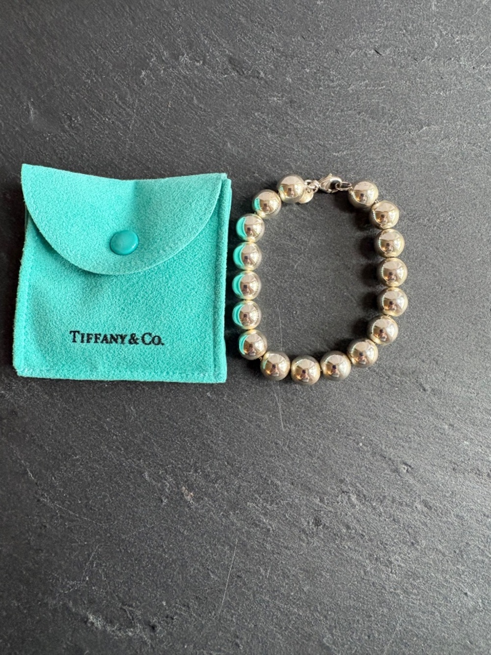 Pristine Tiffany & Co. 10mm Sterling Silver Ball Bead Bracelet Vintage HardWear - Picture 6 of 7